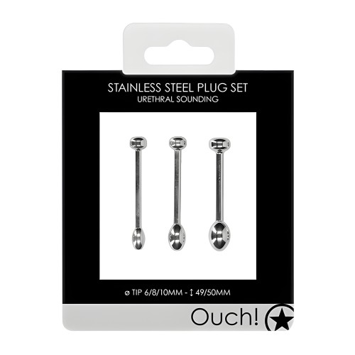 Shots Ouch Urethral Sounding Metal Plug Set - 49/50 mm