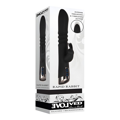 Evolved Rapid Rabbit Vibe Doble con Thrust - Negro