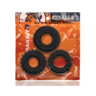Kit de 3 Anillos para el Pene Oxballs Bonemaker - Negro | Mejora el Rendimiento