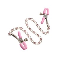 Nipple Play Crystal Chain Nipple Clamps Rosa