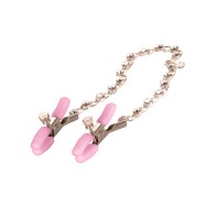 Nipple Play Crystal Chain Nipple Clamps Rosa
