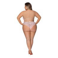 Teddy Seabreeze con Espalda Trazada y Crotch a Presión Rosa 2X