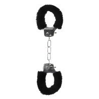 Shots Ouch Beginner's Furry Hand Cuffs - Black