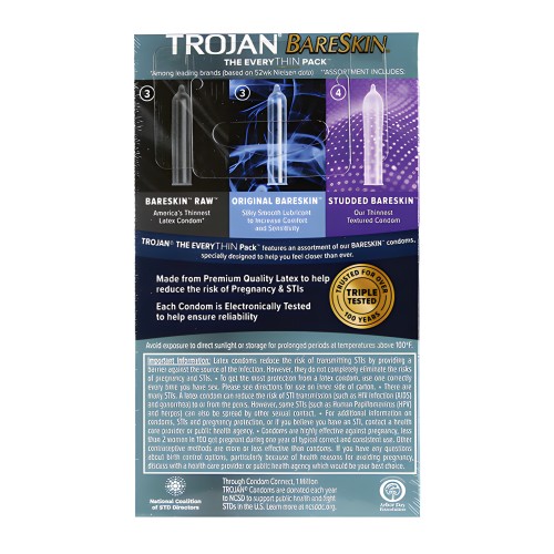 Trojan BareSkin EveryTHIN Condoms - Variety Pack of 10