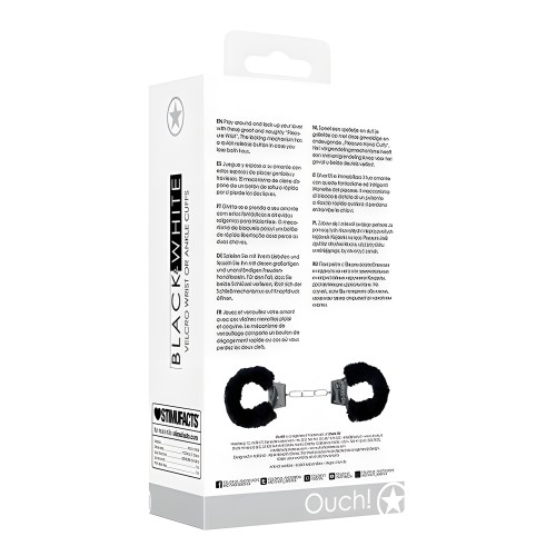 Ouch Black & White Velcro Hand/Ankle Cuffs