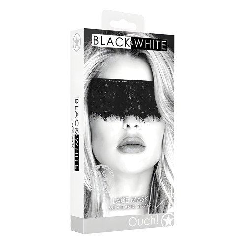 Shots Ouch Black & White Lace Mask - Black