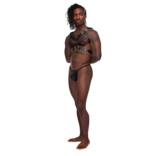 Leather Gemini Double Ring Harness - Stylish Fetish Wear