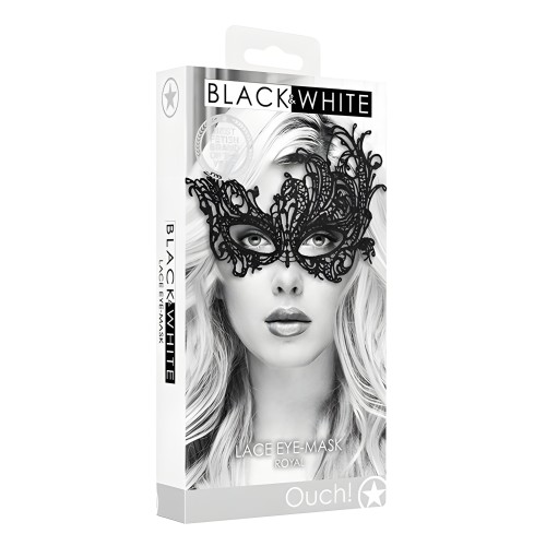 Shots Ouch Black & White Lace Eye Mask - Royal Black