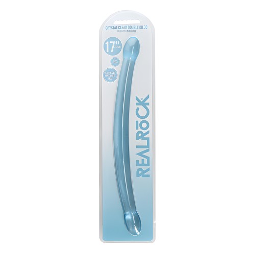 Shots RealRock Crystal Clear 17" Double Dildo - Blue