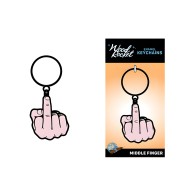 Wood Rocket Middle Finger Keychain - Pink