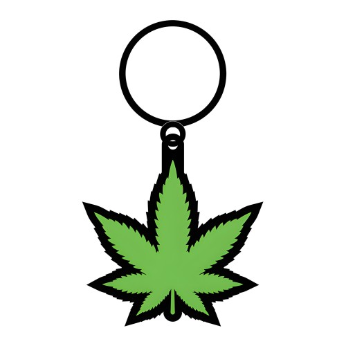 Wood Rocket Weed Pot Leaf Keychain