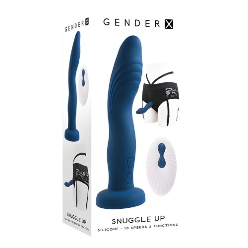Gender X Snuggle Up Vibrador Strap On de Doble Motor con Arnés - Azul