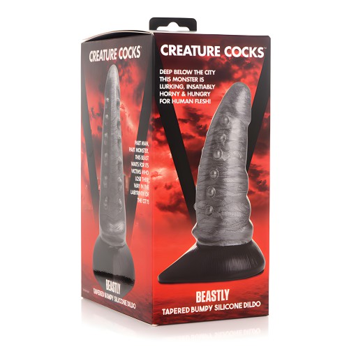 Dildo Tapered Beastly de Creature Cocks - Plata/Negro