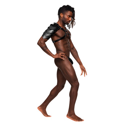 Aquarius PU Leather Chest Harness w/Half Sleeve Black O/S