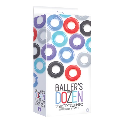 The 9's Baller's Dozen Original 12 pc Cockring Set - Asst. Colors