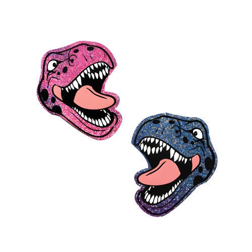 Neva Nude Black Light Dinosaur Pasties - Pink & Blue O/S