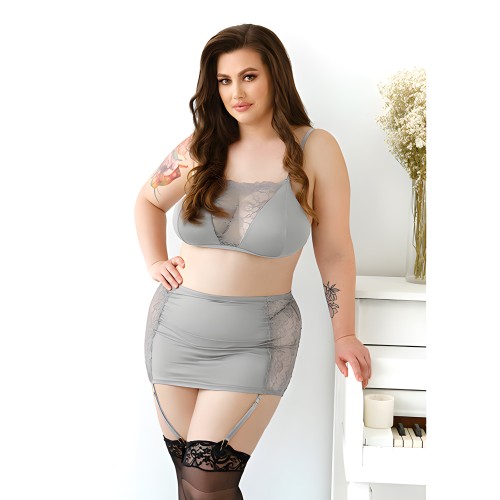 Curve Layne Lace & Microfiber Bralette - Gray 1X/2X