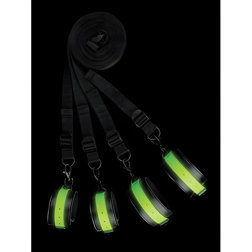 Shots Ouch Bed Bindings Restraint Kit - Glow in the Dark