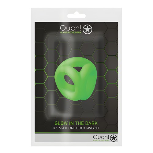 Shots Ouch Cock Ring Ball Strap Glow in the Dark