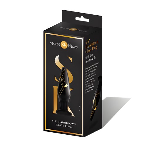 Plug de Cristal Soplado a Mano 4.5" Secret Kisses - Negro/Dorado