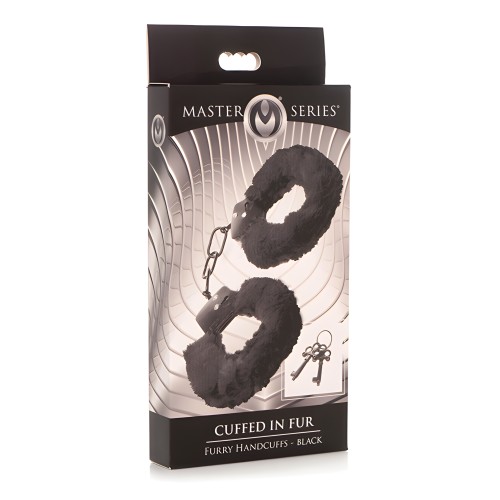 Master Series Cuffed in Fur Furry Handcuffs - Black