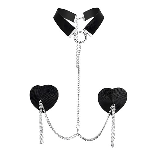Nipplicious Collar & Pasties - Negro