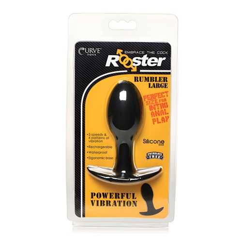 Curve Toys Rooster Rumbler Vibrating Silicone Anal Plug Grande - Negro