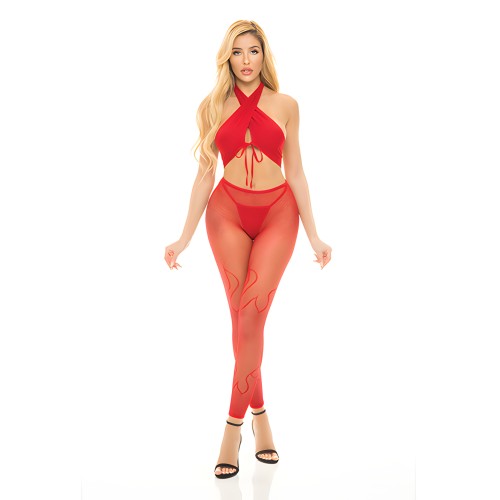 Conjunto Sostén Halter Pink Lipstick Rojo T. Única