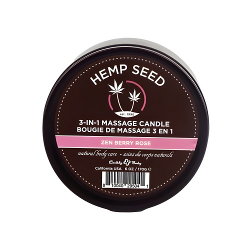 Vela de Cera de Cáñamo Earthly Body - 6 oz Zen Berry Rose