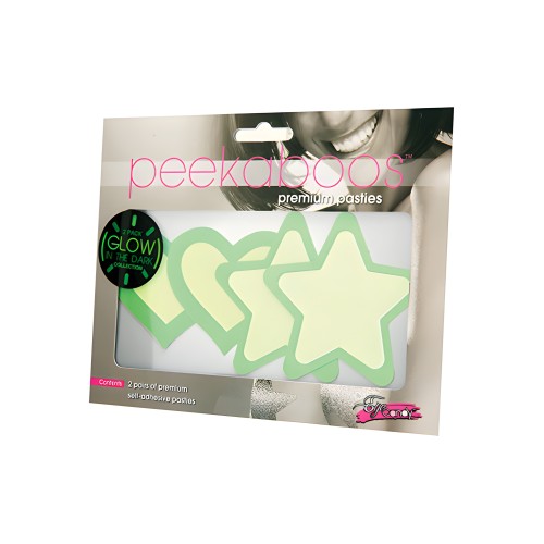 Peekaboos Glow in the Dark Hearts & Stars - Green 2 Pairs