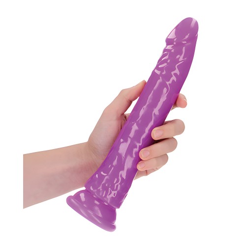 Dildo Slim de 10" que Brilla en la Oscuridad - Púrpura Neón