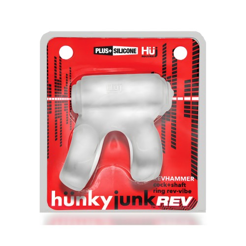 Hunky Junk Revhammer Shaft Vibe Ring - Clear Ice w/Blue Vibe