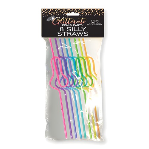 Glitterati Silly Penis Straws - 8 Count