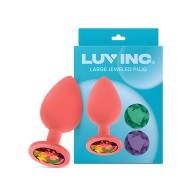Plug Anal de Silicona con Joyas Luv Inc. - Coral Grande