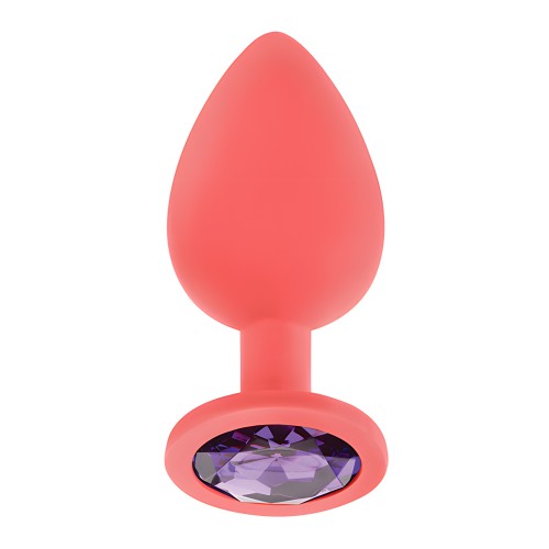 Plug Anal de Silicona con Joyas Luv Inc. - Coral Grande