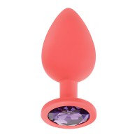 Plug Anal de Silicona con Joyas Luv Inc. - Coral Grande