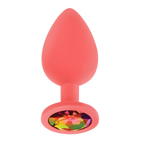 Plug Anal de Silicona con Joyas Luv Inc. - Coral Grande