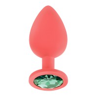 Plug Anal de Silicona con Joyas Luv Inc. - Coral Grande