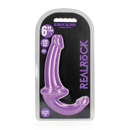 Shots RealRock 6" Strapless Strap On Glow in the Dark - Neon Purple