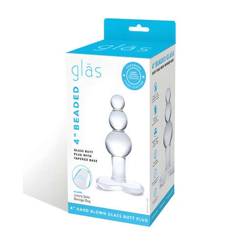 Plug Anal de Cristal Beaded de 4" - Claro