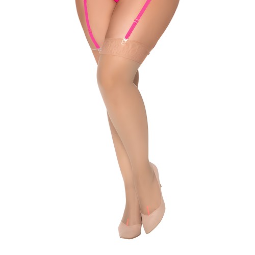 Mesh Thigh High Stockings - Hot Pink Back Seam | Mapale