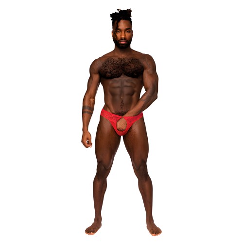 Tanga Abierto de Encaje Sassy - Rojo S/M