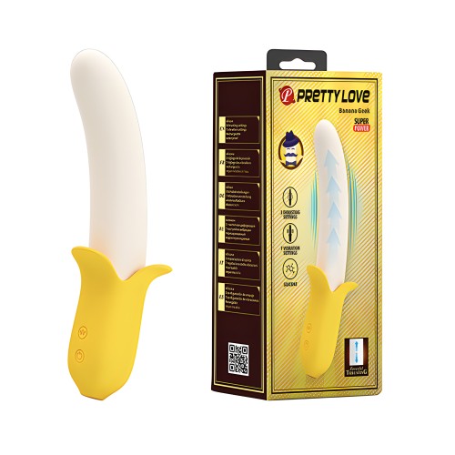 Vibrador Pretty Love Banana Geek con Movimiento de Impulso - Amarillo