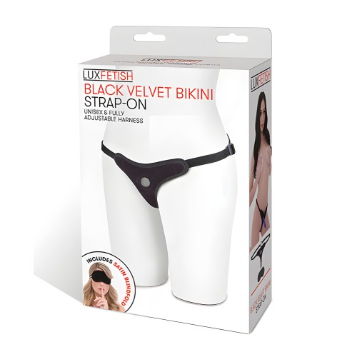 Lux Fetish Velvet Bikini Strap On - Black