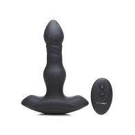 ThunderPlugs Silicone Vibrating & Thrusting Plug w/Remote - Black