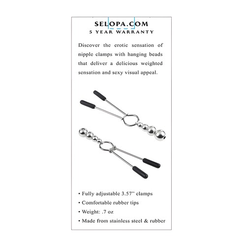 Selopa Pinzas para Pezones con Perlas - Plata