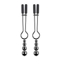 Selopa Beaded Nipple Clamps - Black Chrome