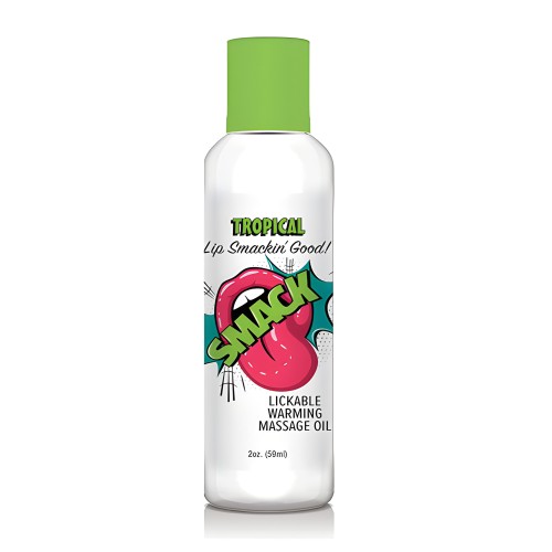 Smack Warming Massage Oil - 2 oz Tropical - Strawberry Flavor