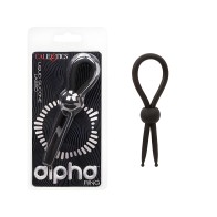 Alpha Liquid Silicone Lasso Cock Ring - Black