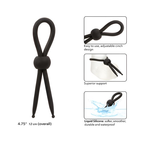 Alpha Liquid Silicone Lasso Cock Ring - Black